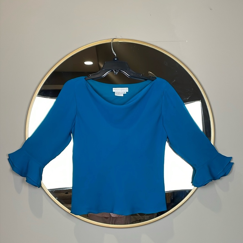 Maggy London Petites Teal Silk Blouse